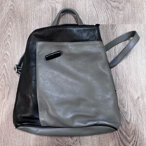 Genuine Leather Black Gray Bookbag Purse Pocket Book Made Italy Borse in Pelle